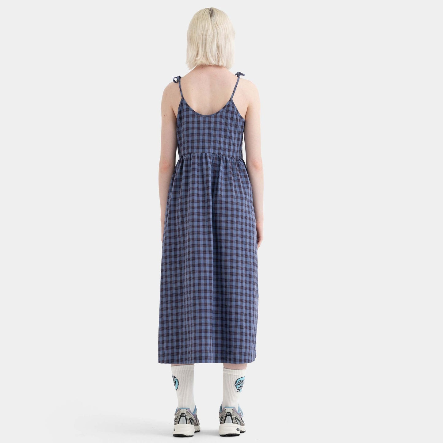 Santa Cruz Skateboards | Curved Strip Midi Dress Lavender Blue Check