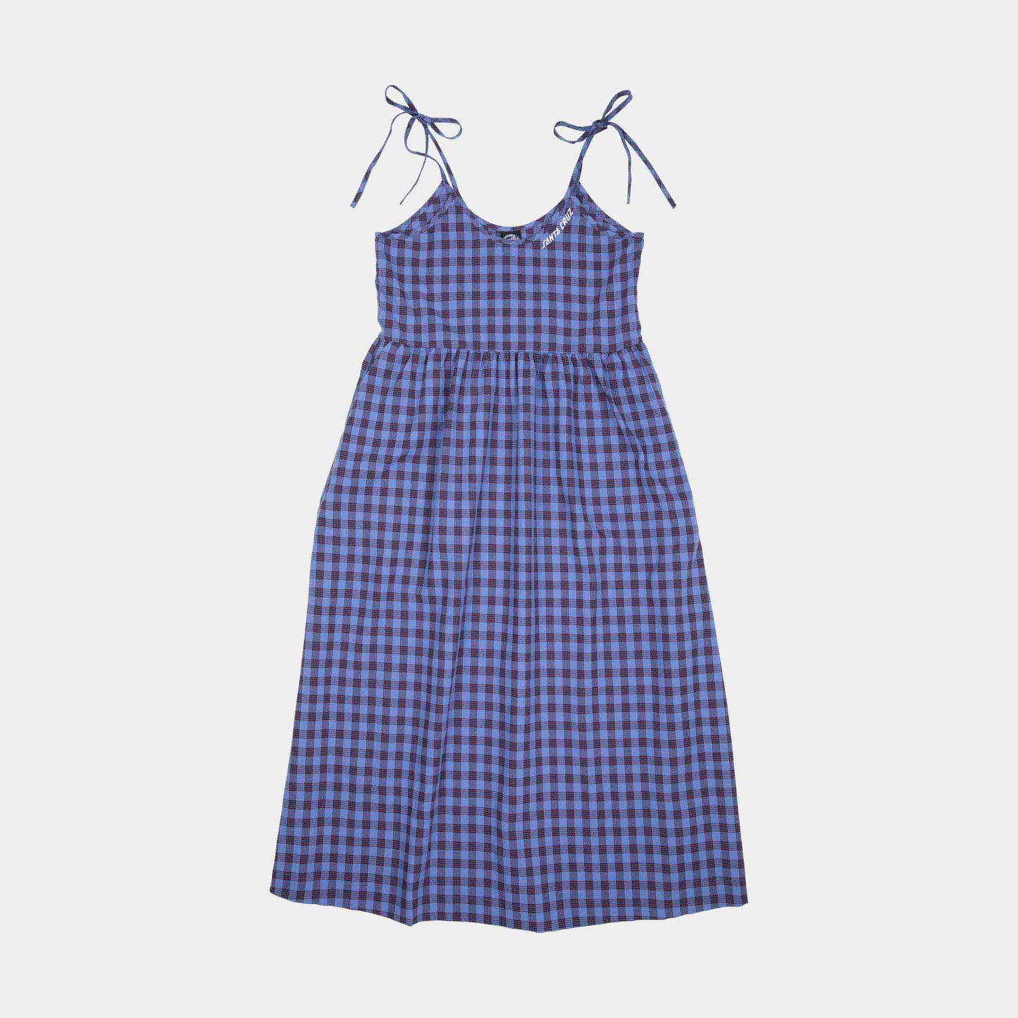 Santa Cruz Skateboards | Curved Strip Midi Dress Lavender Blue Check