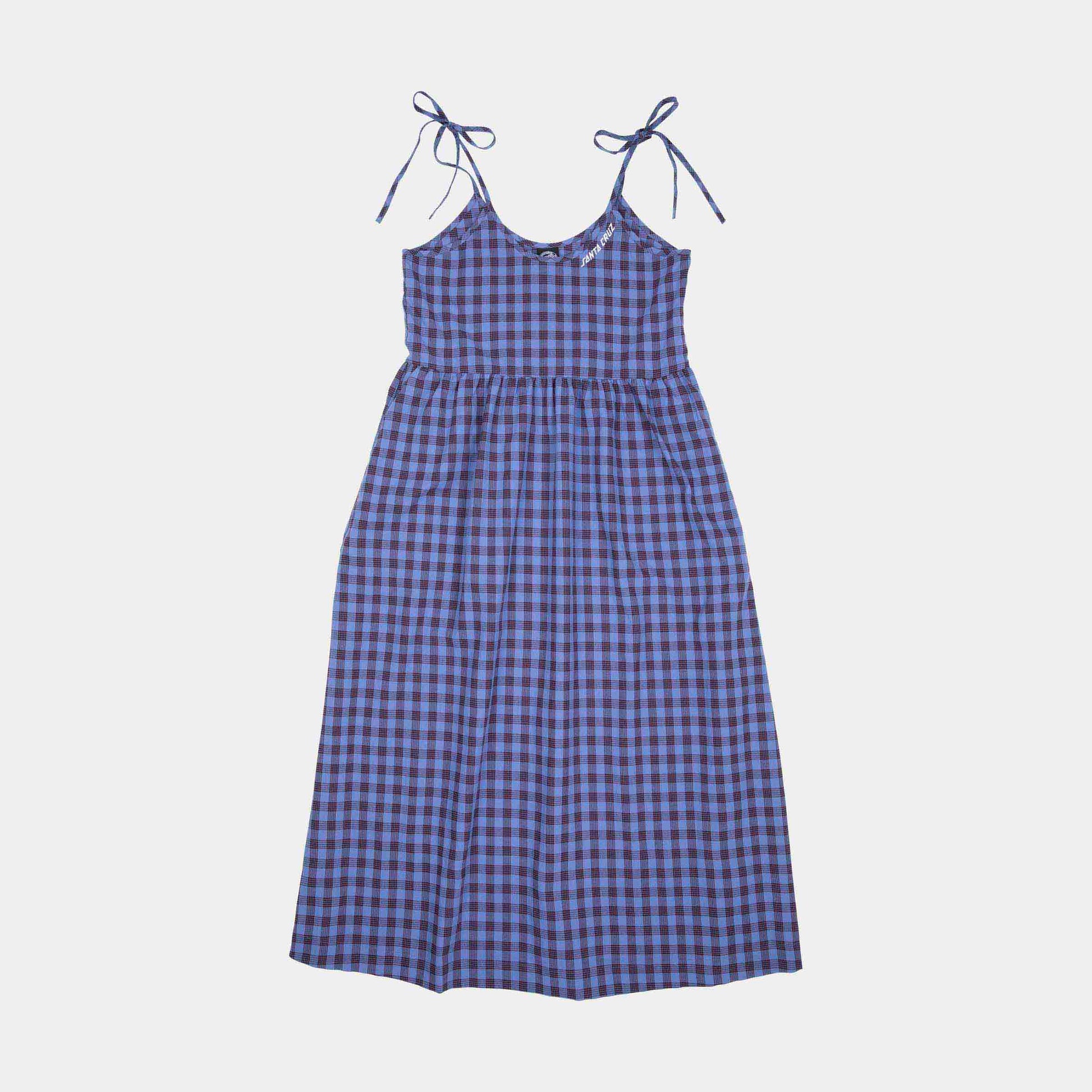Santa Cruz Skateboards | Curved Strip Midi Dress Lavender Blue Check