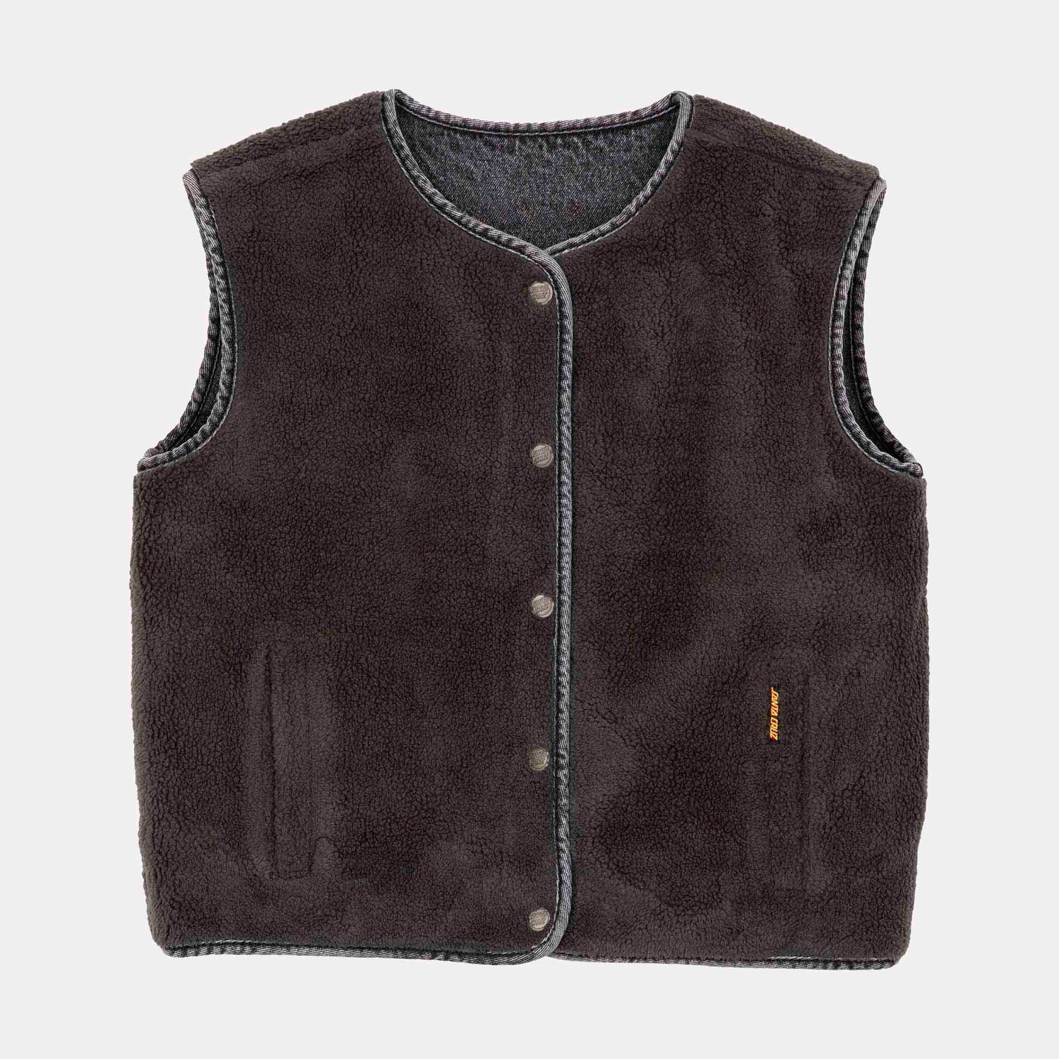 Santa Cruz Workers Reversible Vest Strange Mix Up Charcoal