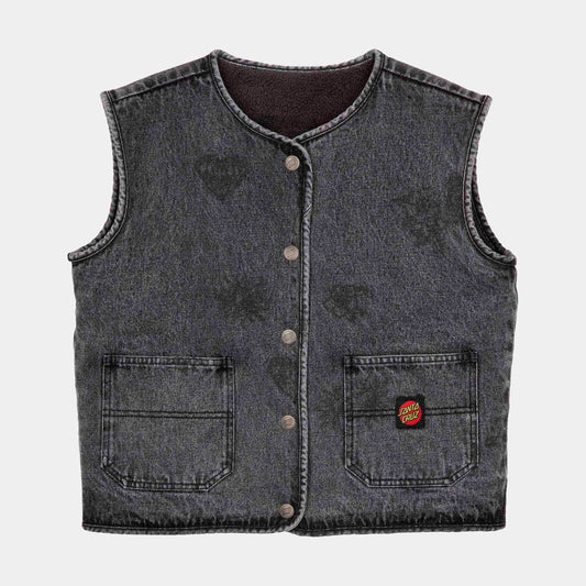 Santa Cruz Workers Reversible Vest Strange Mix Up Charcoal