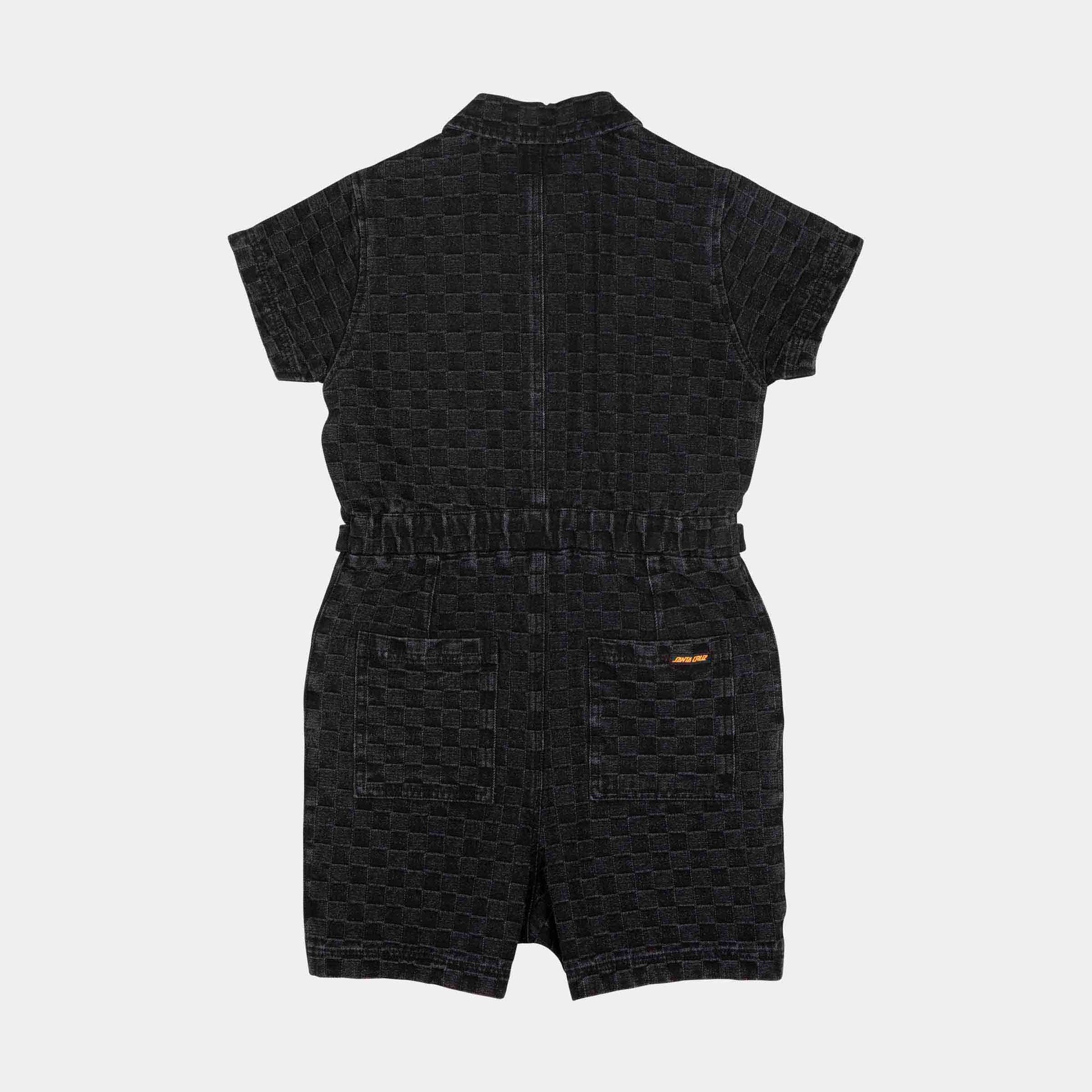 Santa Cruz Line Up Utility Playsuit Black Wash Check