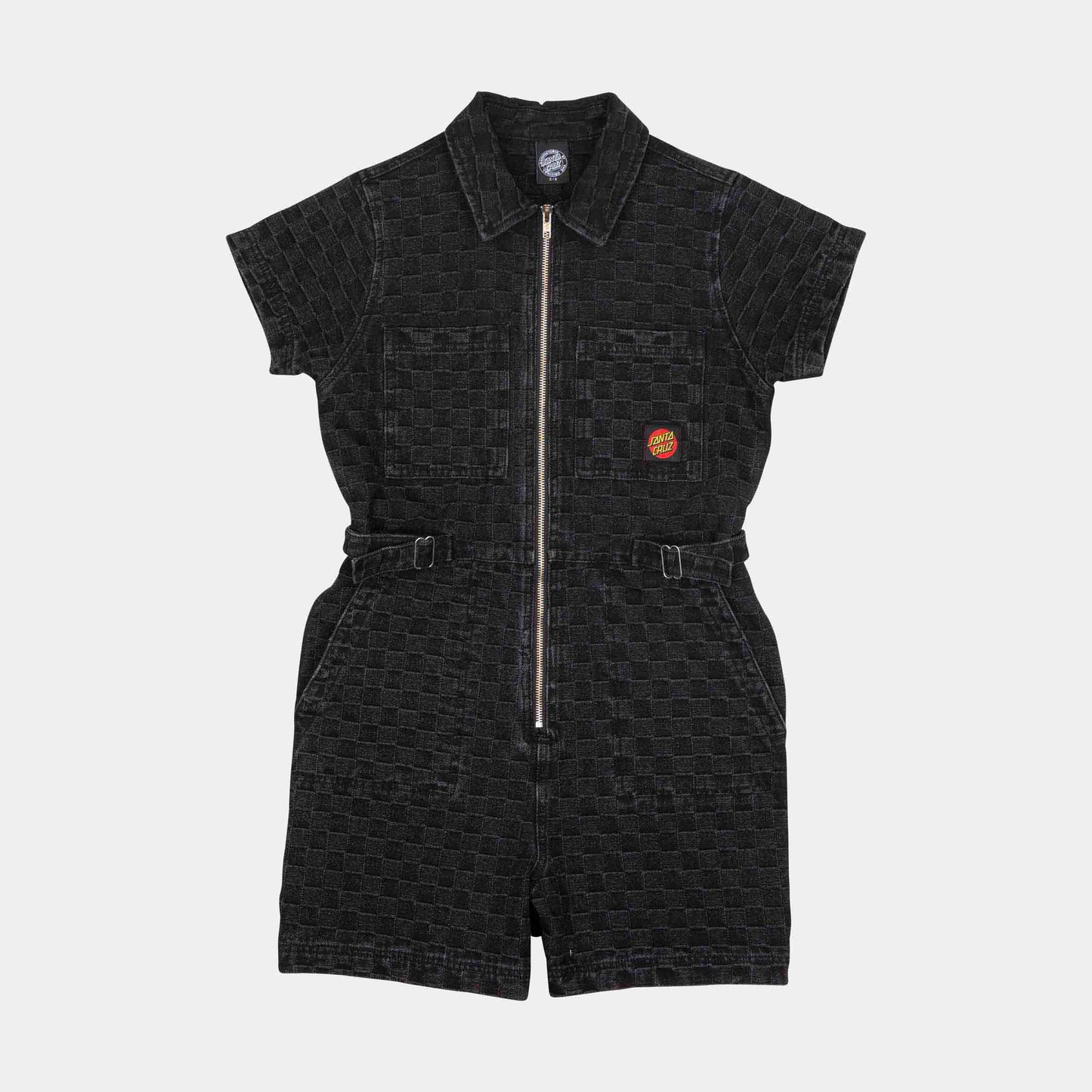 Santa Cruz Line Up Utility Playsuit Black Wash Check