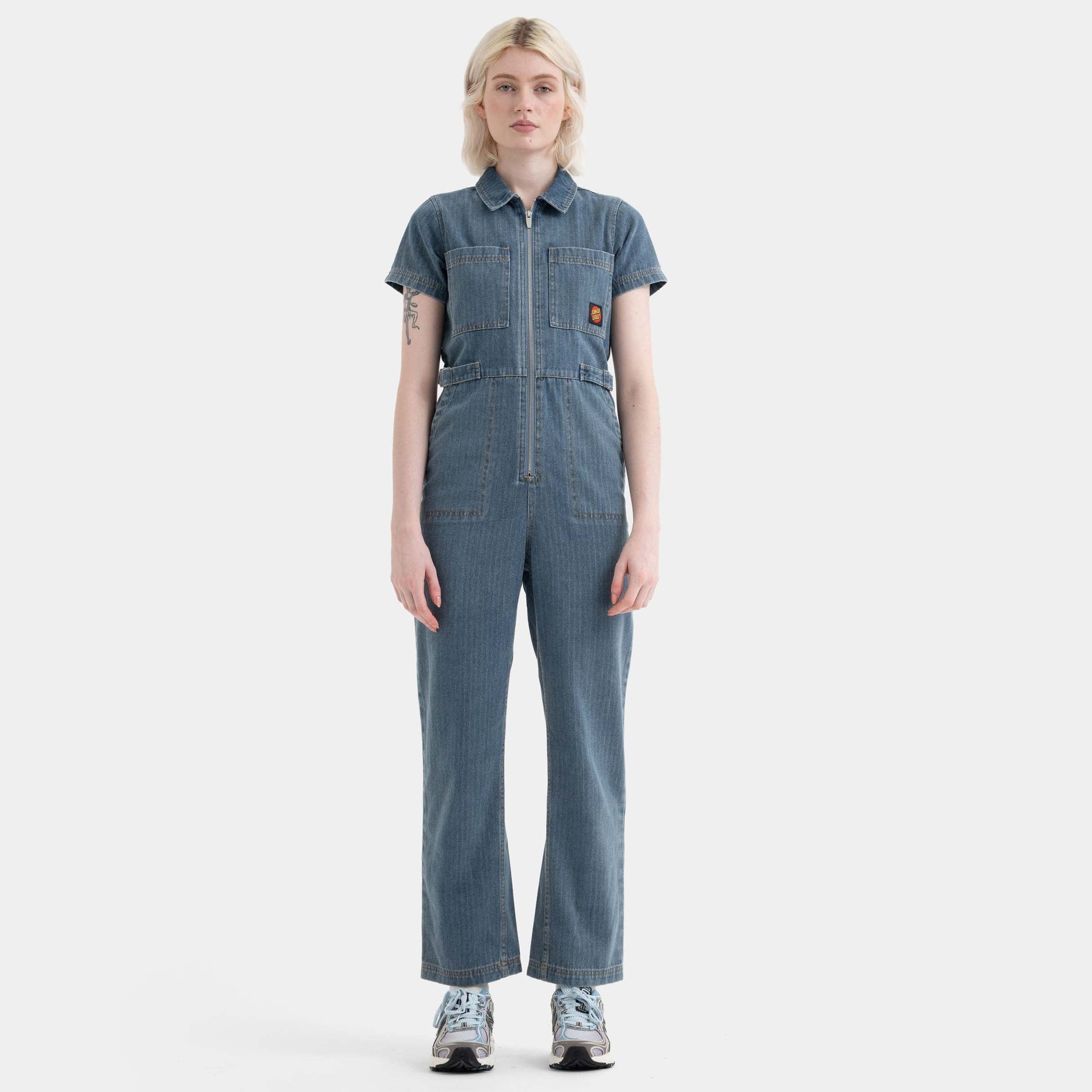 Santa Cruz Skateboards | Line Up Utility Jumpsuit Light Blue Stripe