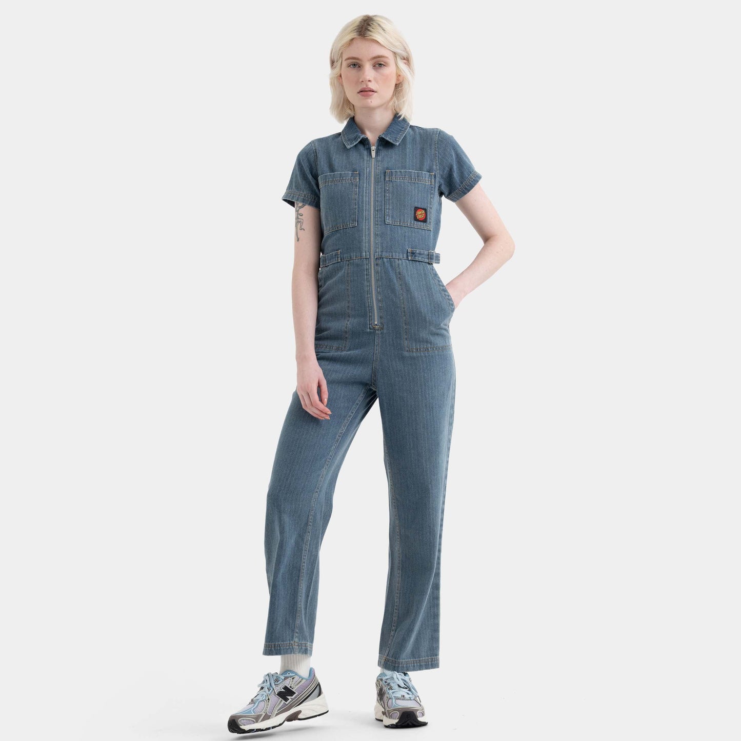 Santa Cruz Skateboards | Line Up Utility Jumpsuit Light Blue Stripe