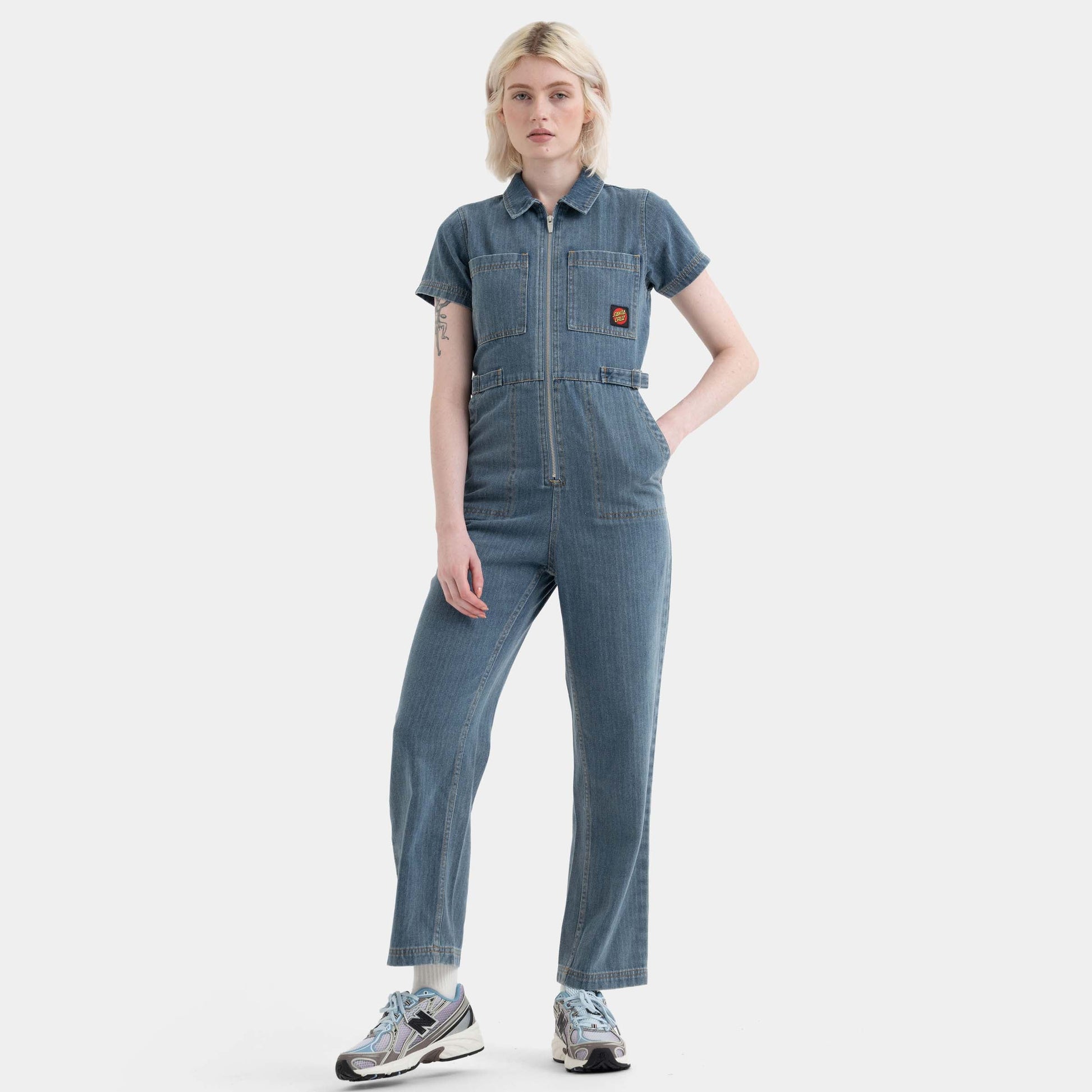 Santa Cruz Skateboards | Line Up Utility Jumpsuit Light Blue Stripe