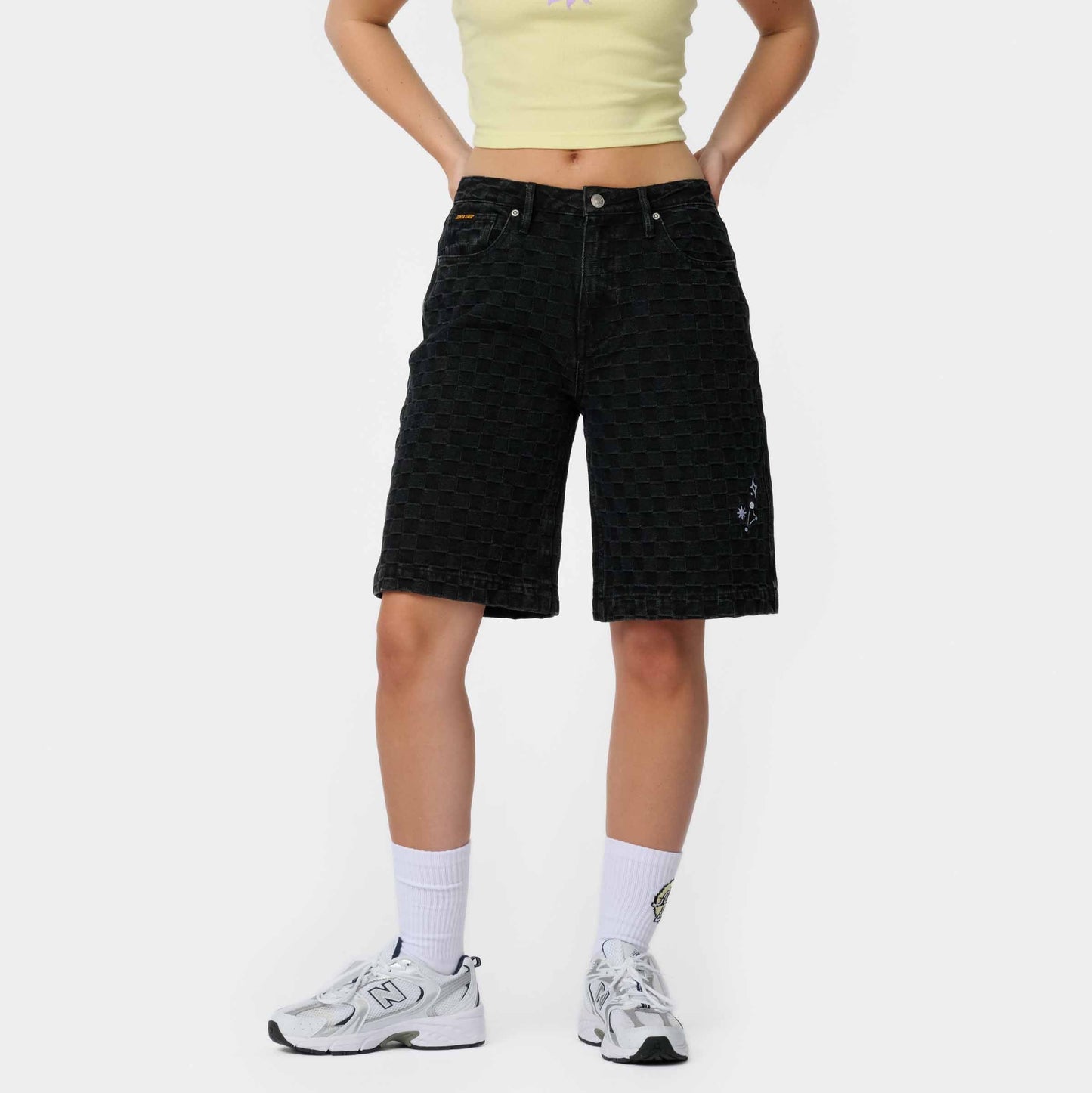 Santa Cruz Split Sun Shorts Black Wash Check