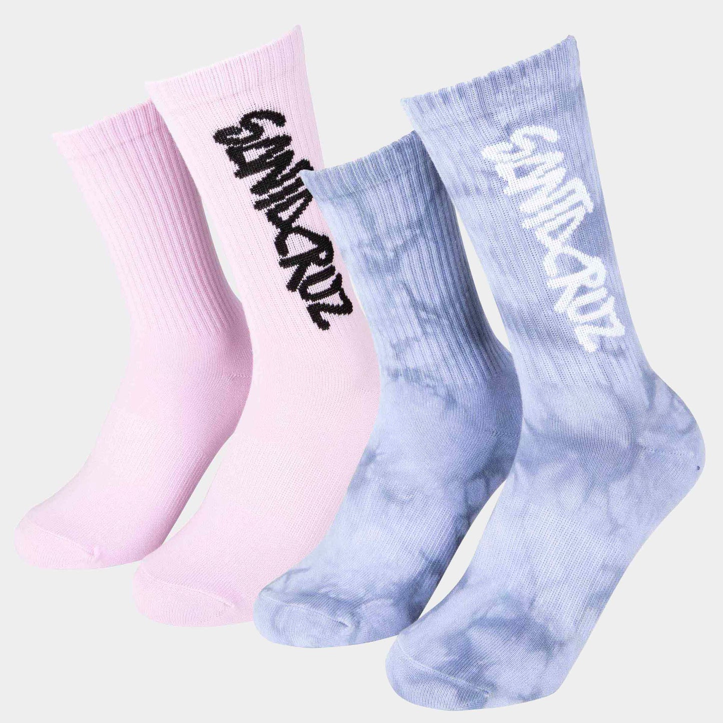 Santa Cruz Skateboards | Dizzy Strip Socks 2 Pack Pink Lavender Acid Cloud