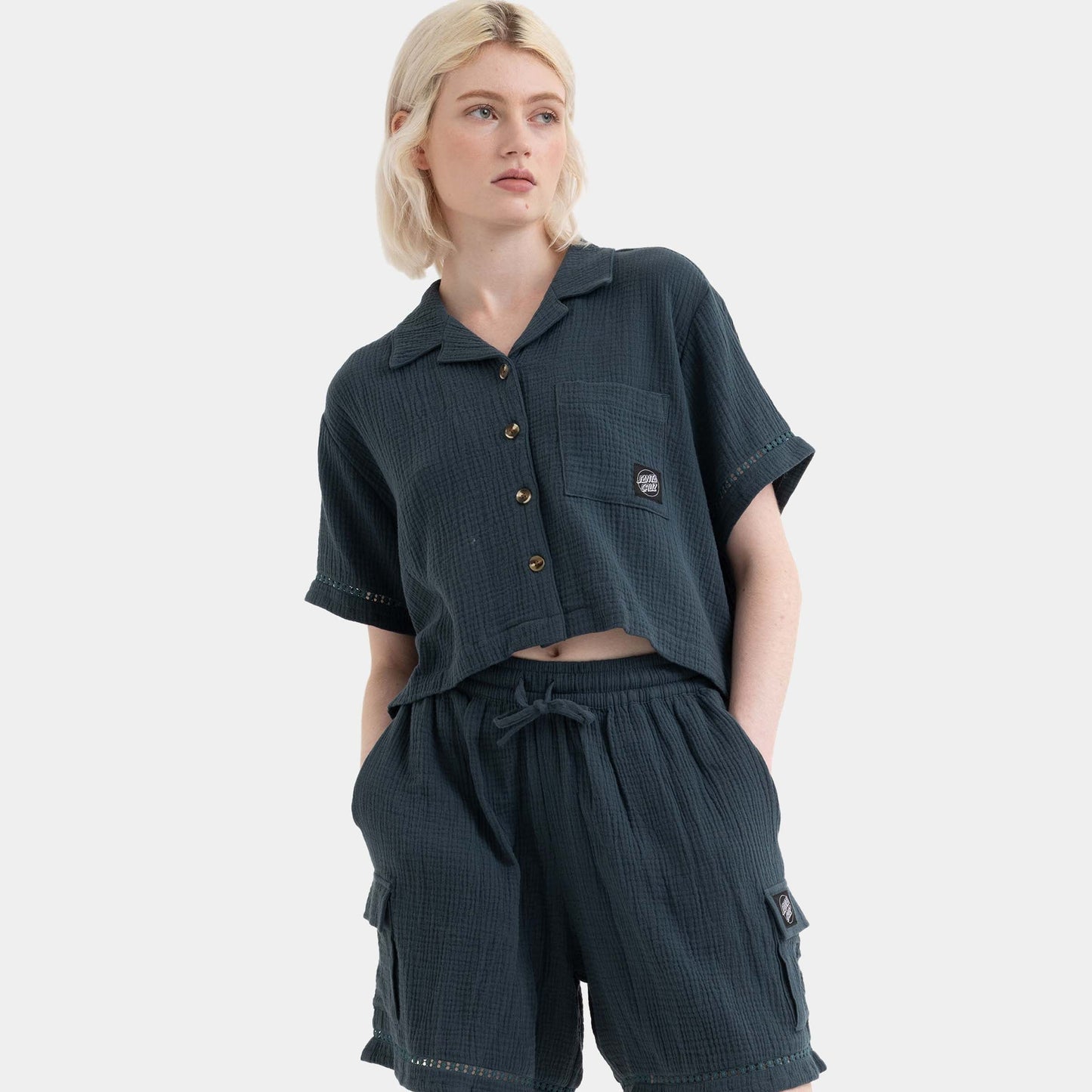Santa Cruz Skateboards | Dune Crop Short Sleeve Shirt Deep Sea
