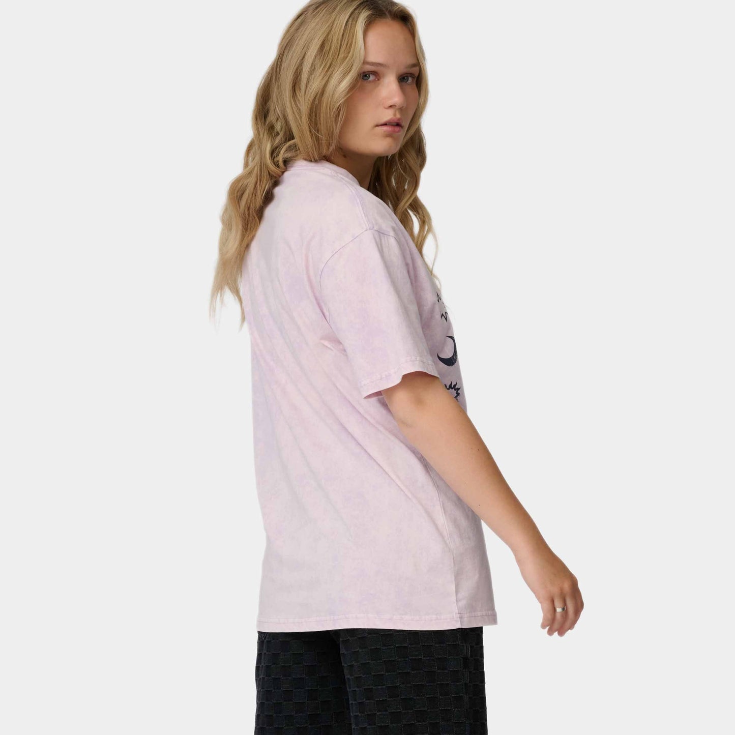 Santa Cruz Sun Stamp Script T Shirt Lilac Acid Wash