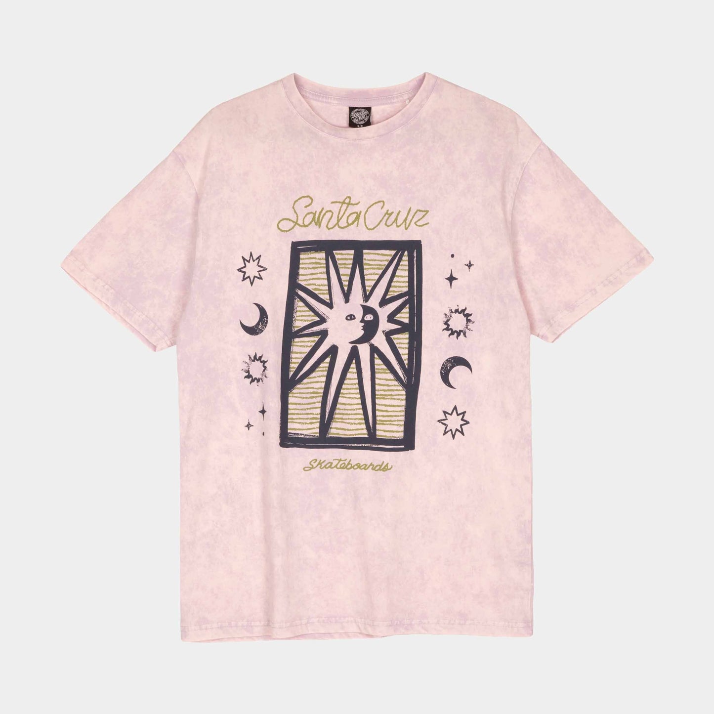 Santa Cruz Sun Stamp Script T Shirt Lilac Acid Wash