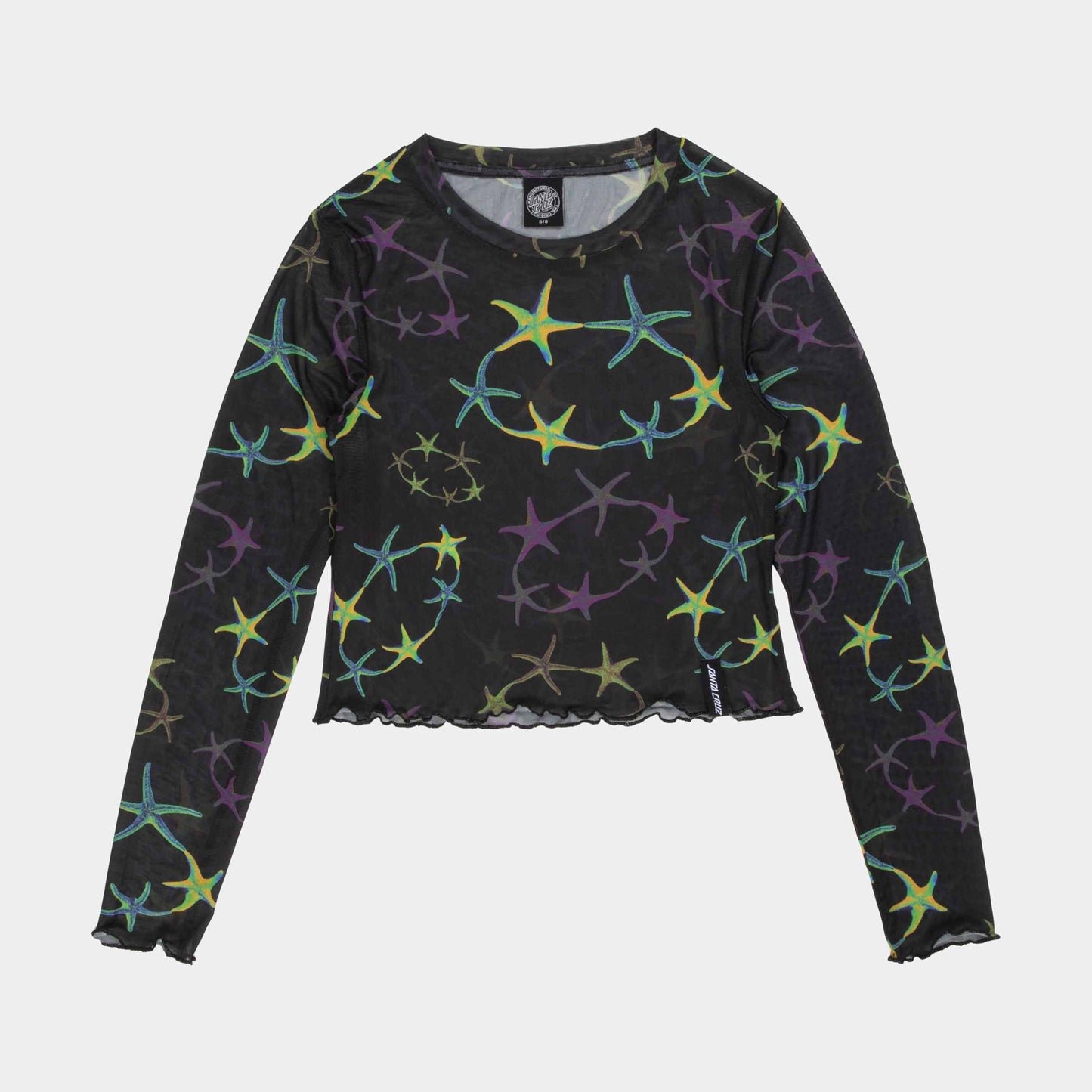 Santa Cruz Strip Digi Mesh Crop Long Sleeve Top Starfish Repeat