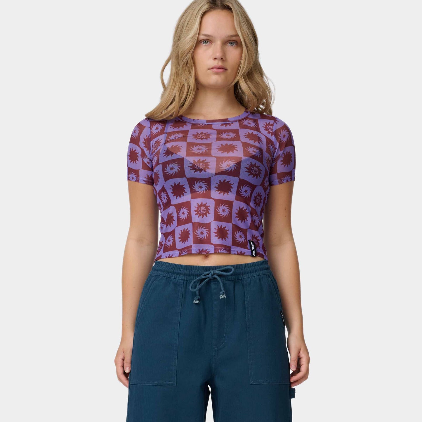 Santa Cruz Strip Digi Mesh Short Sleeve Top Purple Sun Daze