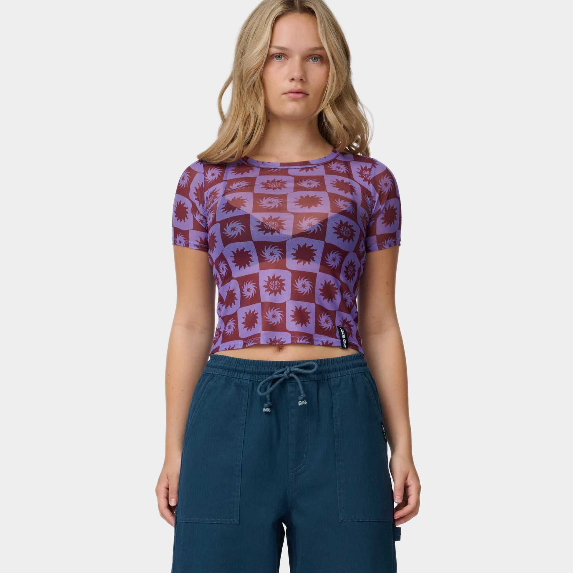 Santa Cruz Strip Digi Mesh Short Sleeve Top Purple Sun Daze