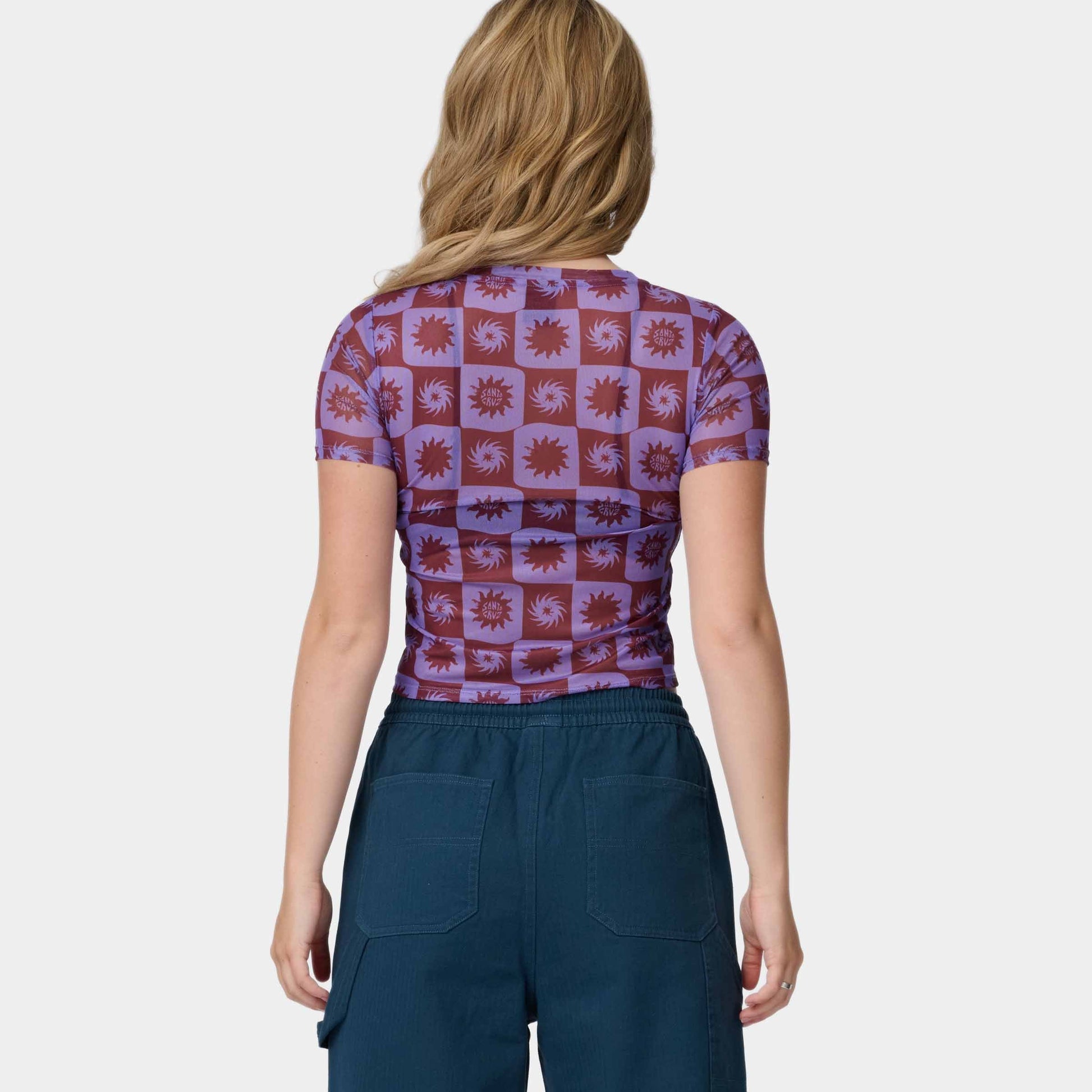 Santa Cruz Strip Digi Mesh Short Sleeve Top Purple Sun Daze