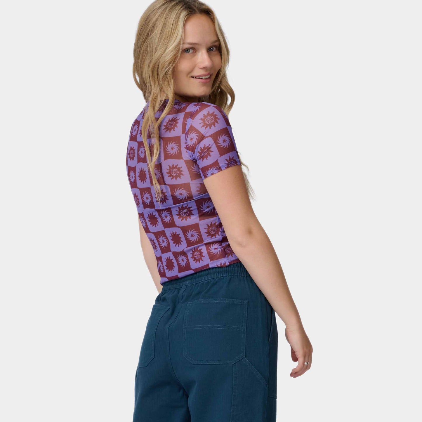 Santa Cruz Strip Digi Mesh Short Sleeve Top Purple Sun Daze