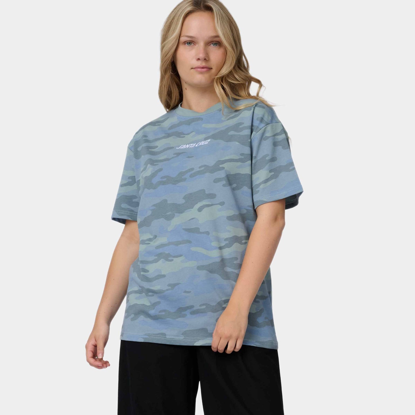 Santa Cruz Strip Emb T Shirt Blue Camo