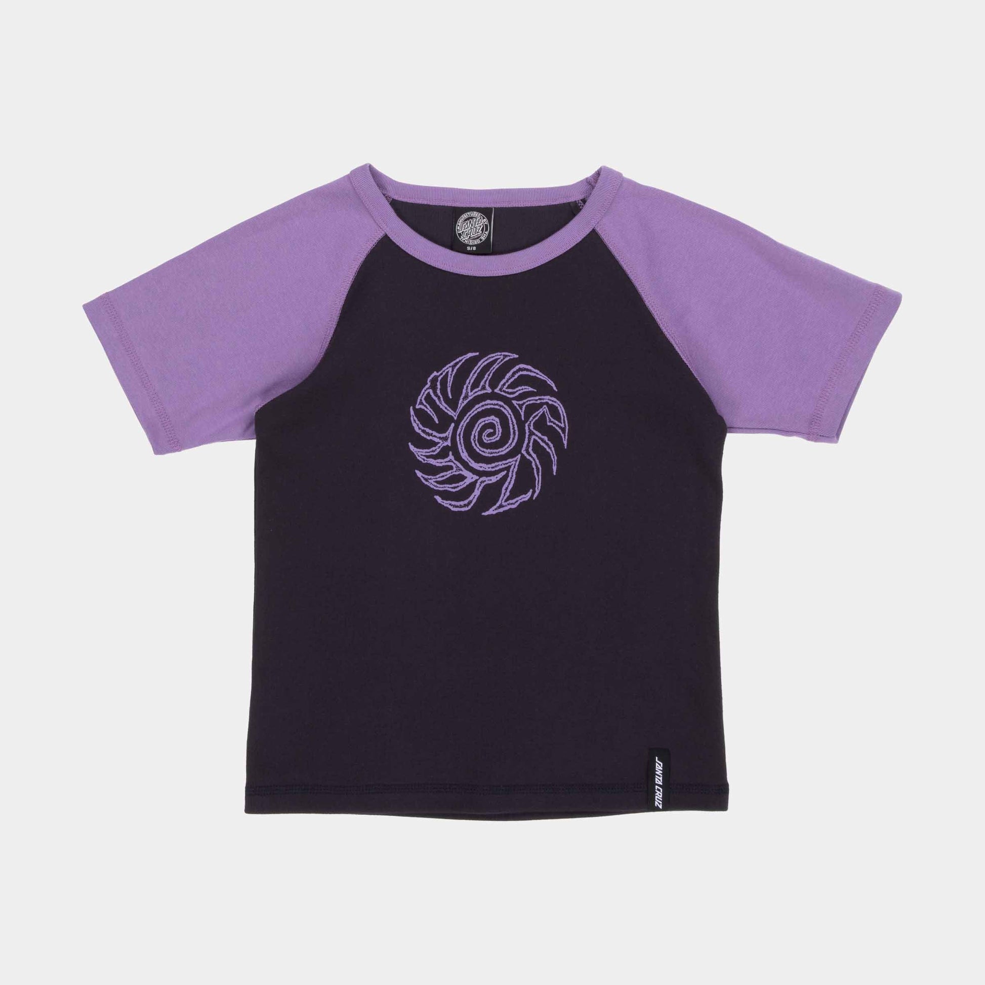 Santa Cruz Helix Raglan T Shirt Black Wash Purple Haze
