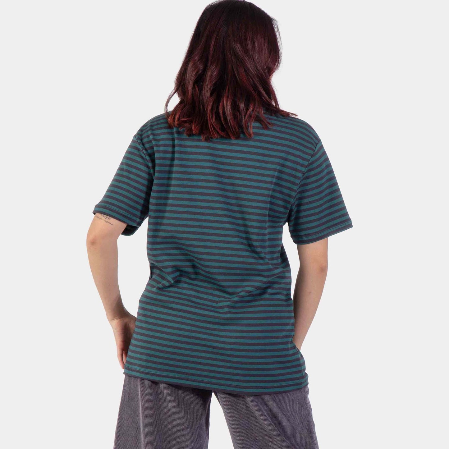 Santa Cruz | Strip Emb T Shirt Deep Sea Black Wash Stripe