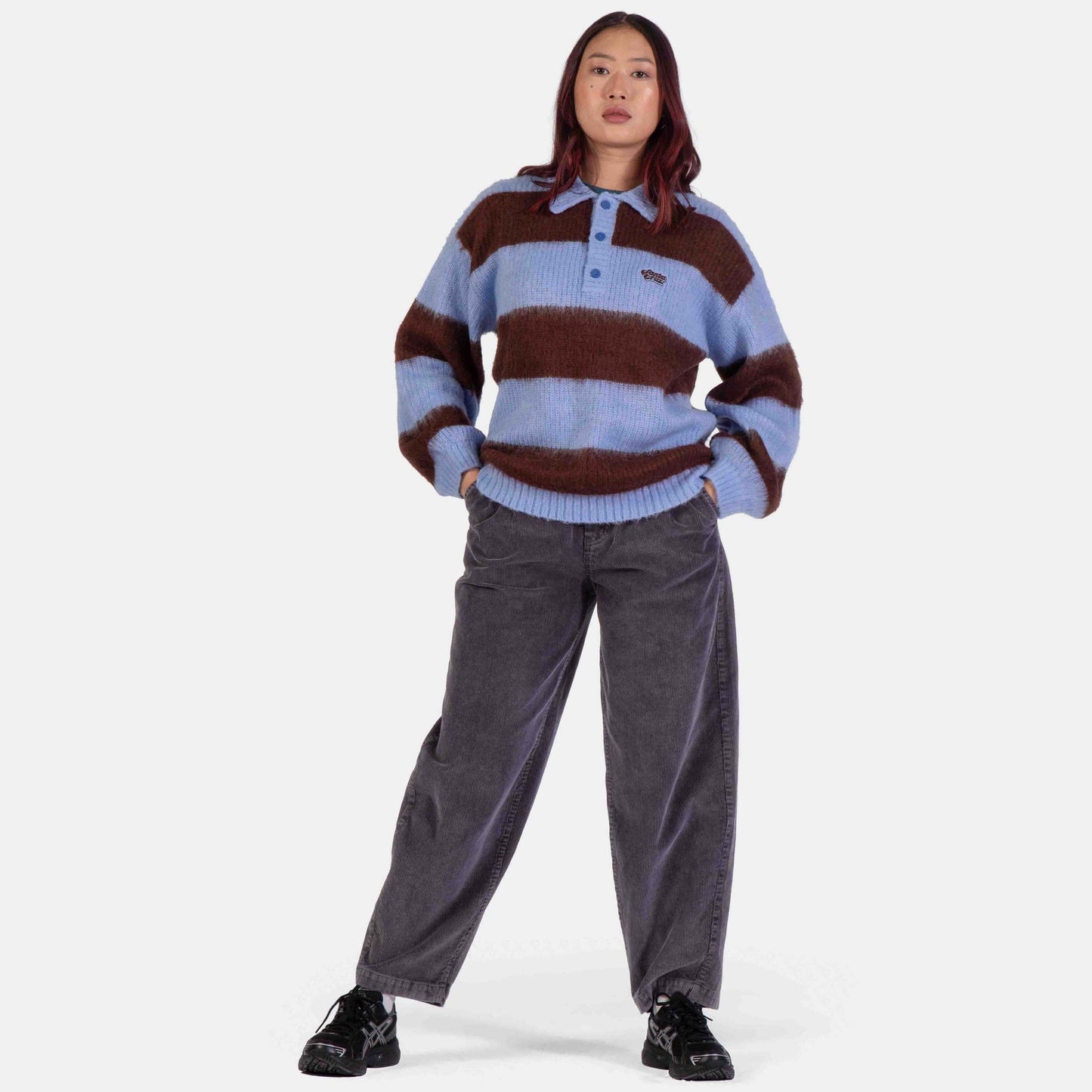 Santa Cruz | Groovy Stack Knit Polo Blue Brown Stripe