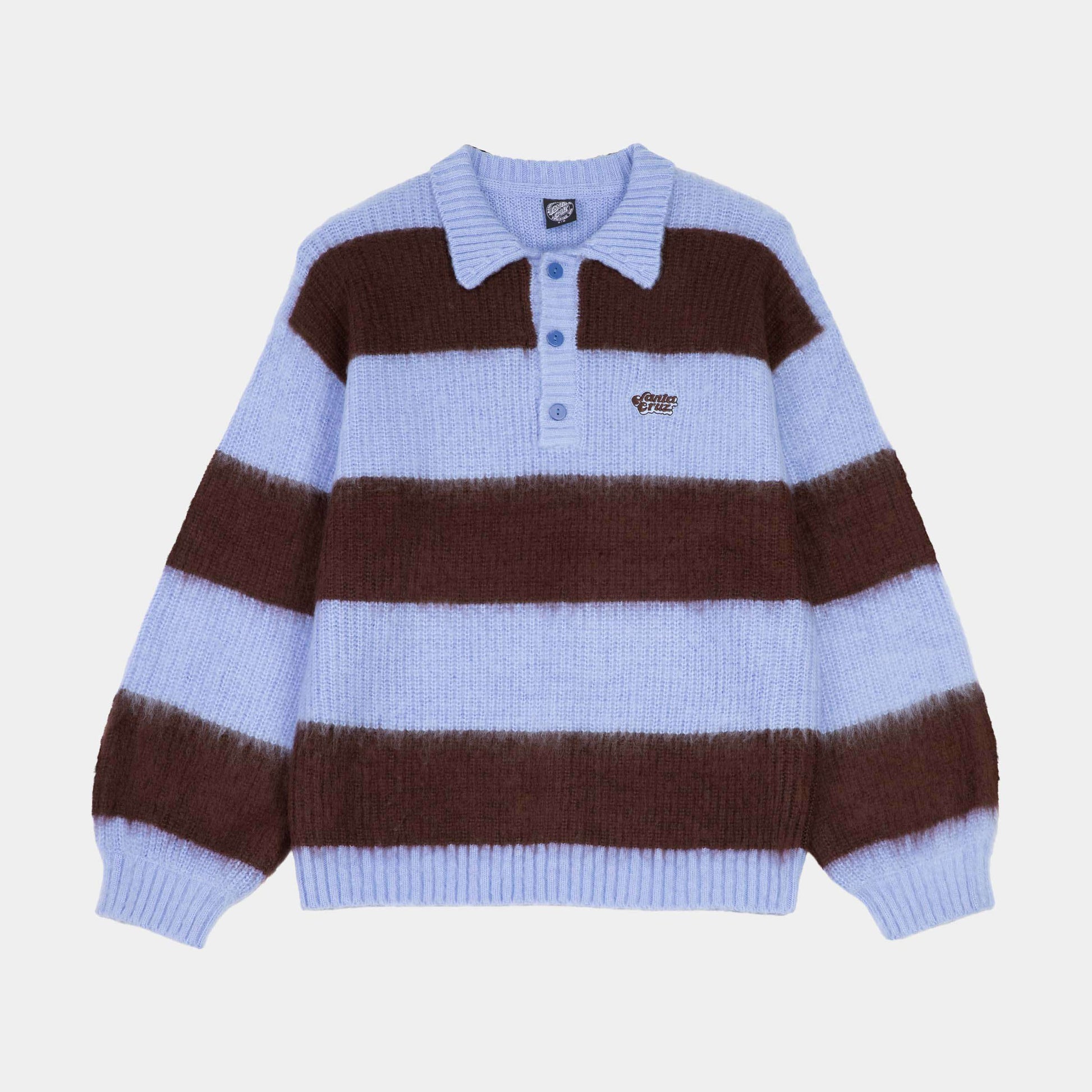 Santa Cruz | Groovy Stack Knit Polo Blue Brown Stripe