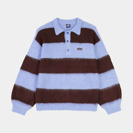 Santa Cruz | Groovy Stack Knit Polo Blue Brown Stripe