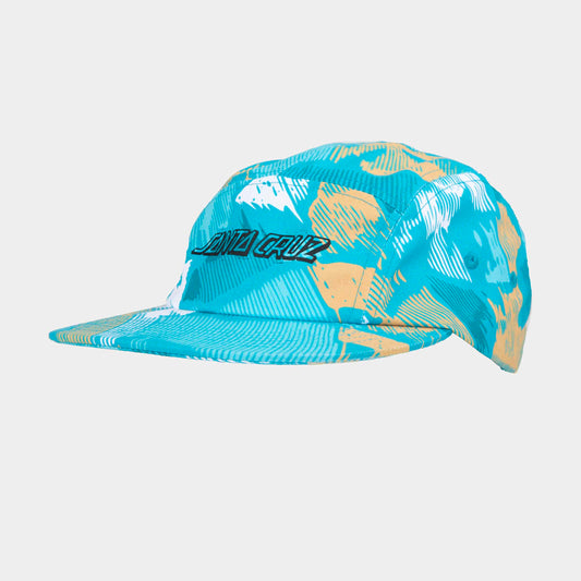 Santa Cruz Youth Stamped Strip Camper Cap Teal Woodcut Camo