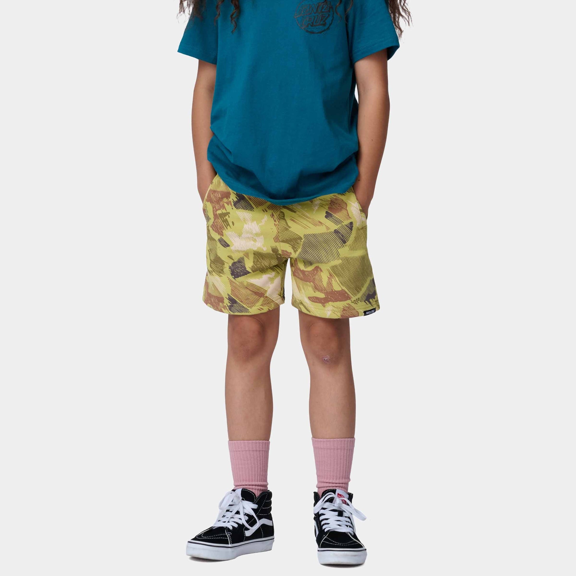Santa Cruz Youth Strip Oval Shorts Faded Khaki Camo