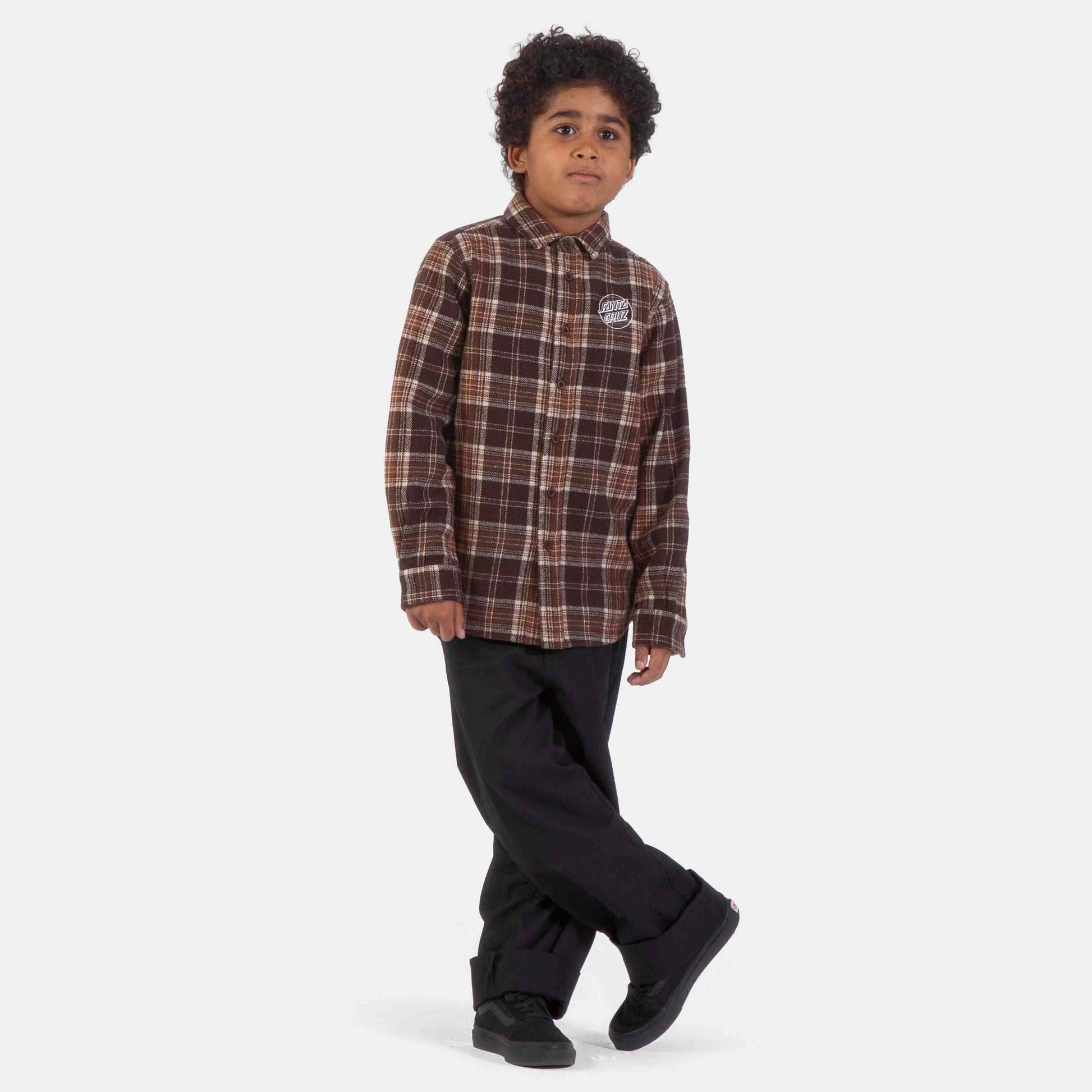 Santa Cruz | Youth Chopper Long Sleeve Shirt Brown Check