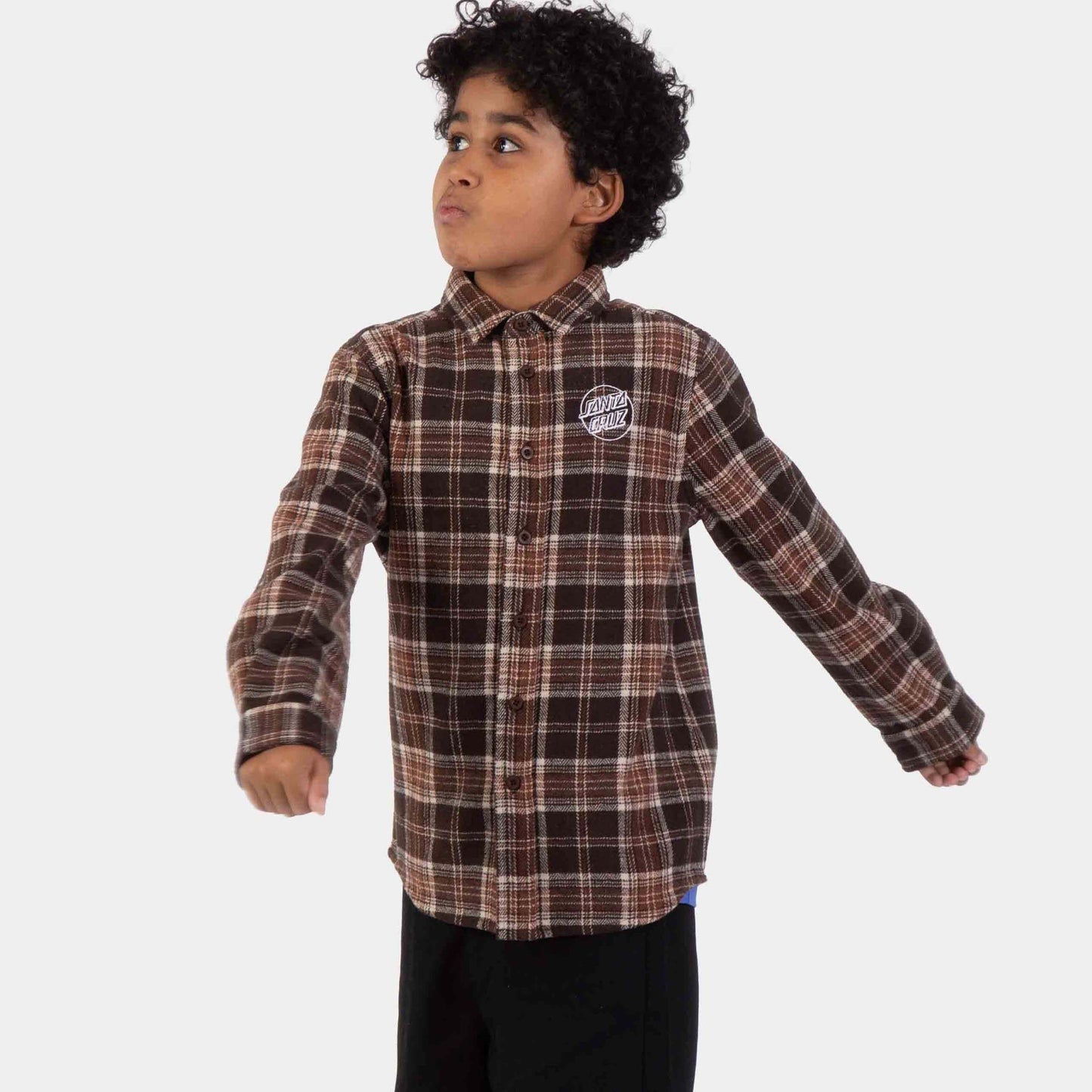 Santa Cruz | Youth Chopper Long Sleeve Shirt Brown Check