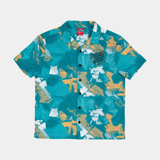 Santa Cruz Youth Stamped Opus Short Sleeve Shirt Teal Woodcut Camo