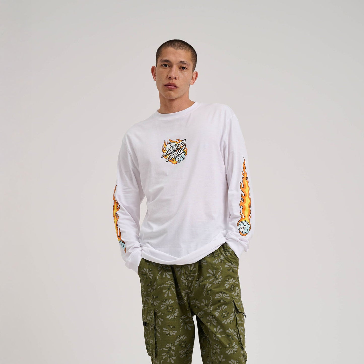 Flaming Dice Dot Santa Cruz L/S T-Shirt