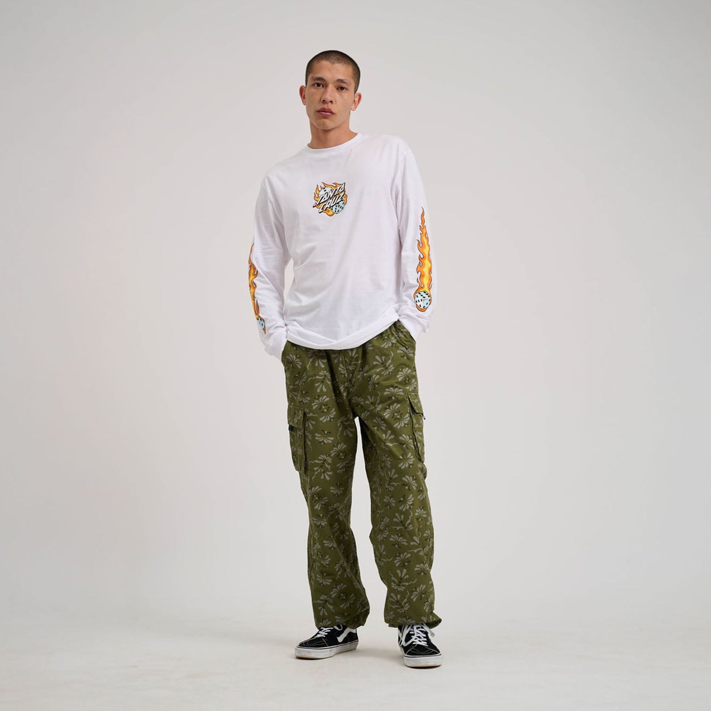 Flaming Dice Dot Santa Cruz L/S T-Shirt