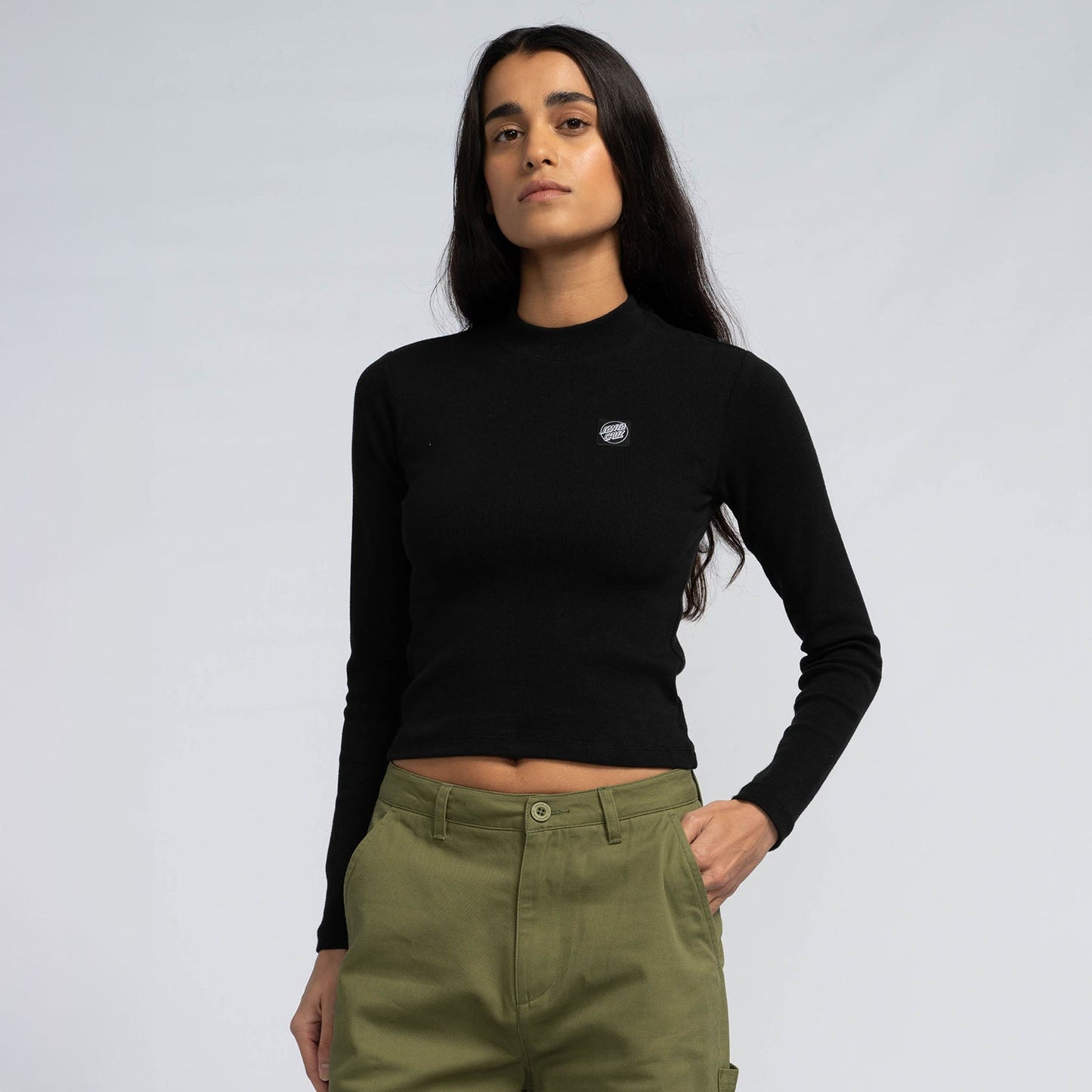 Opus Dot Mock Neck Long Sleeve Top