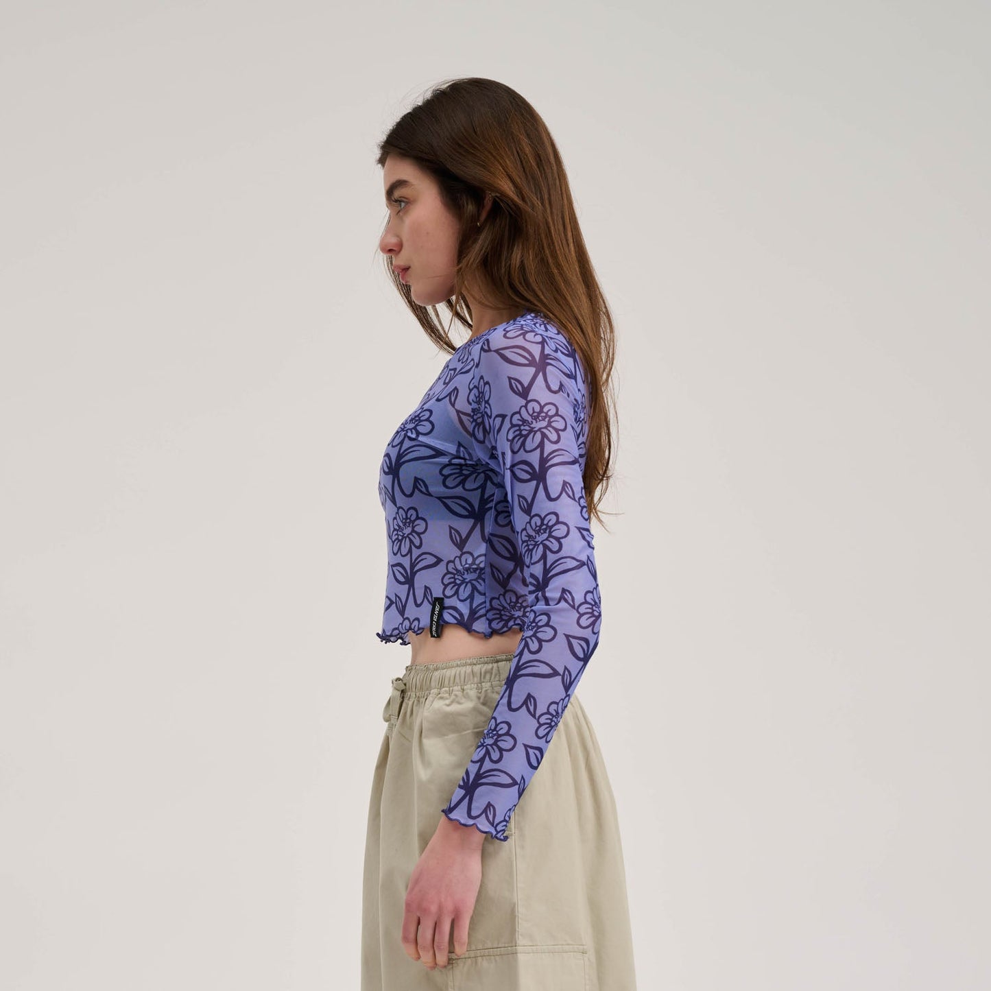 Delfino Flower Mesh Crop L/S
