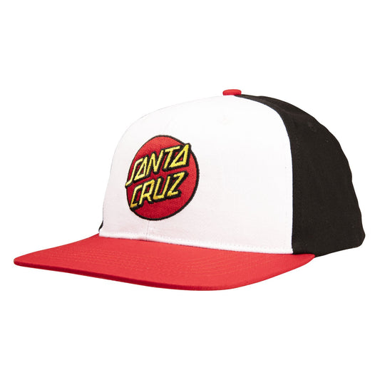 Santa Cruz Classic Dot Snapback Cap White / Black / Red